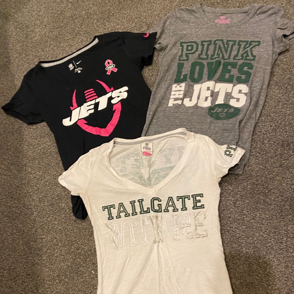 Lot of 3 Pink & Nike NY JETS fitted shirts 💓🏈